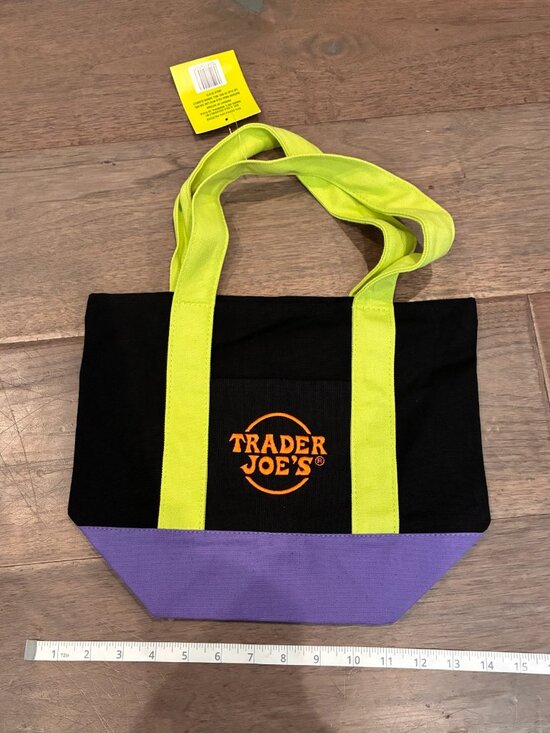 Trader Joe'S Handbags - NWT Trader Joe's Trick-or-Treat Mini Canvas Tote Bag -Black/Green/Purple